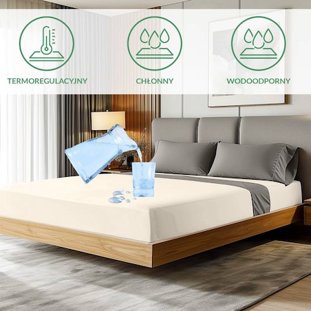 Prześcieradło ochronne wodoodporne z gumką 2w1, rozmiar 200x220 SMARTCEL kolor krem