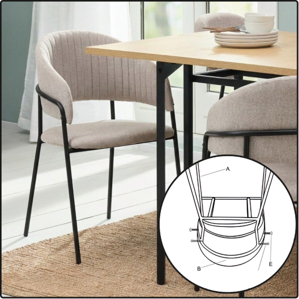 Krzesło tapicerowane nowoczesne wygodne pikowane do jadalni salonu szary tkanina