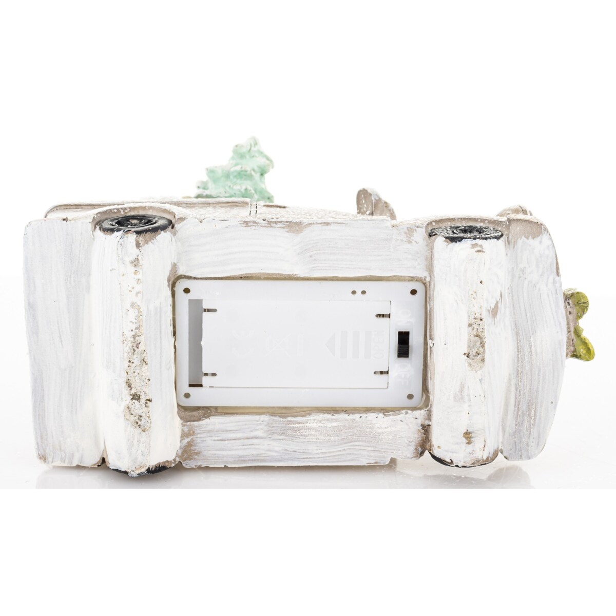 Dekoracja - samochód LED 11x15,5x7 cm Mikołaj z trąbką kierowcą