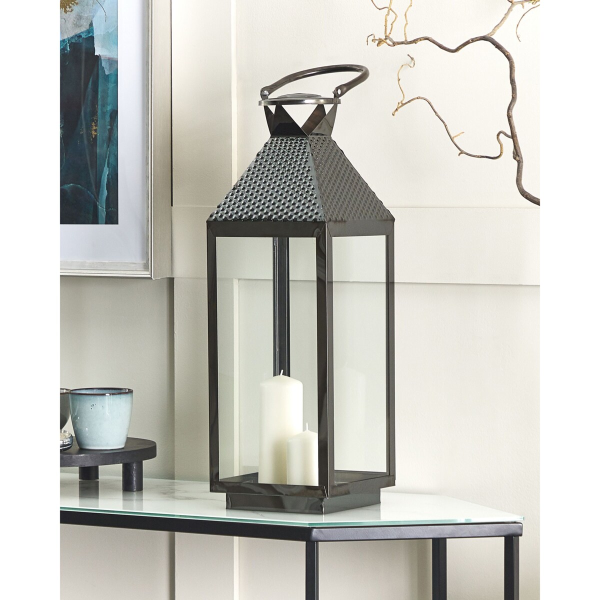 Lampion stalowy 54 cm czarny BALI