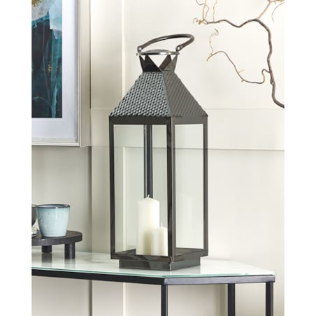 Lampion stalowy 54 cm czarny BALI