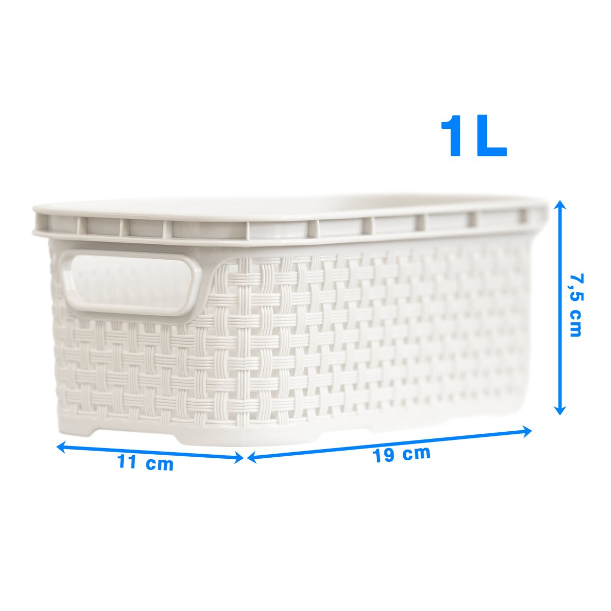 Koszyk Ratanowy Plastikowy 1 L Na Kosmetyki Do Łazienki Pudełko Pojemnik Rattanowy Biały