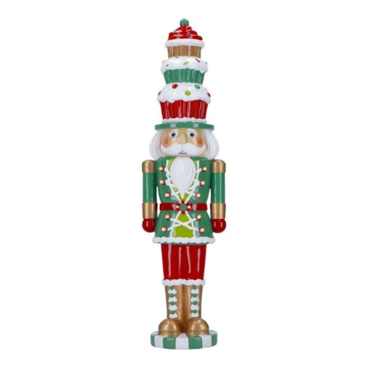 Dziadek do orzechów z muffinkami na czapce LED, 12 x 10 x 47 cm, Timstor