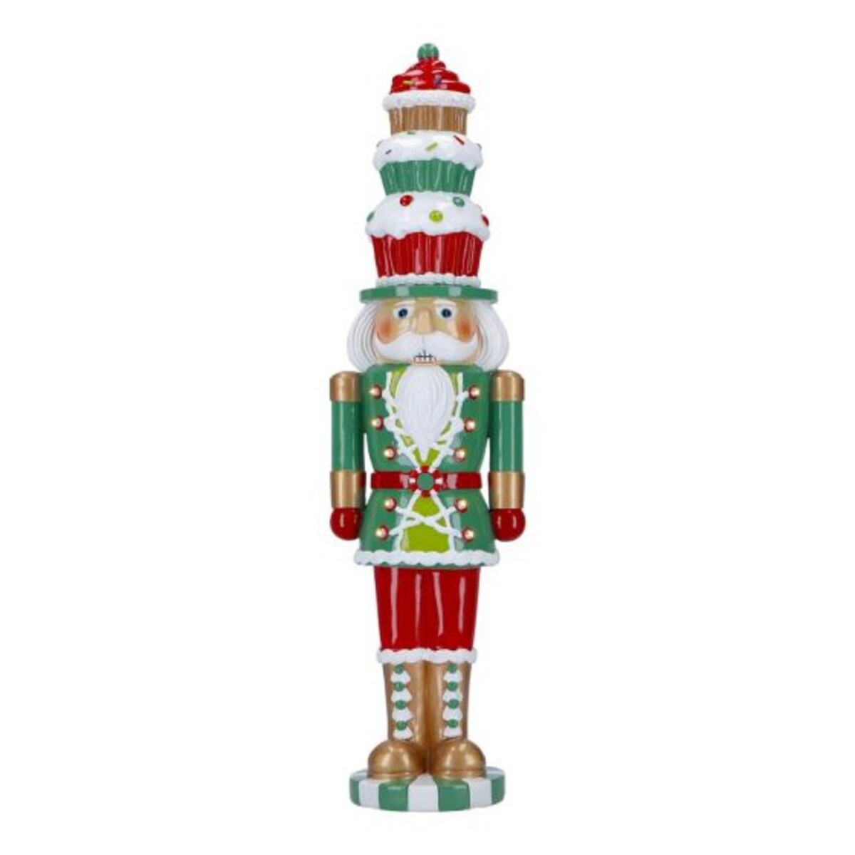 Dziadek do orzechów z muffinkami na czapce LED, 12 x 10 x 47 cm, Timstor