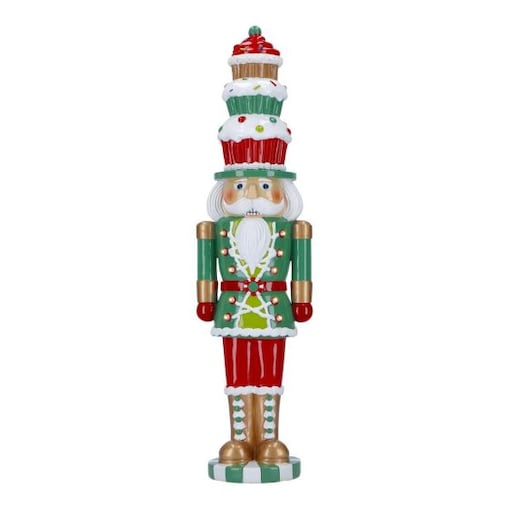 Dziadek do orzechów z muffinkami na czapce LED, 12 x 10 x 47 cm, Timstor