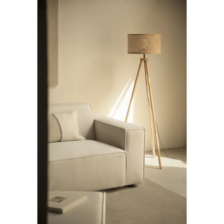 Lampa podłogowa z drewna i rattanu Tina 150 cm