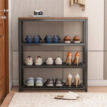 Szafka na buty obuwie półka czarna regał przedpokoju stojak industrialny