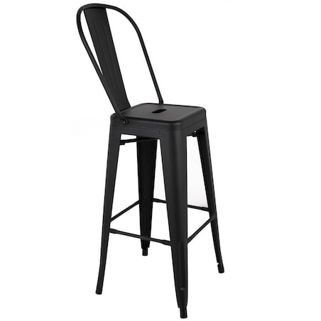 Wysokie krzesełko barowe Tower Big Back z oparciem czarne
