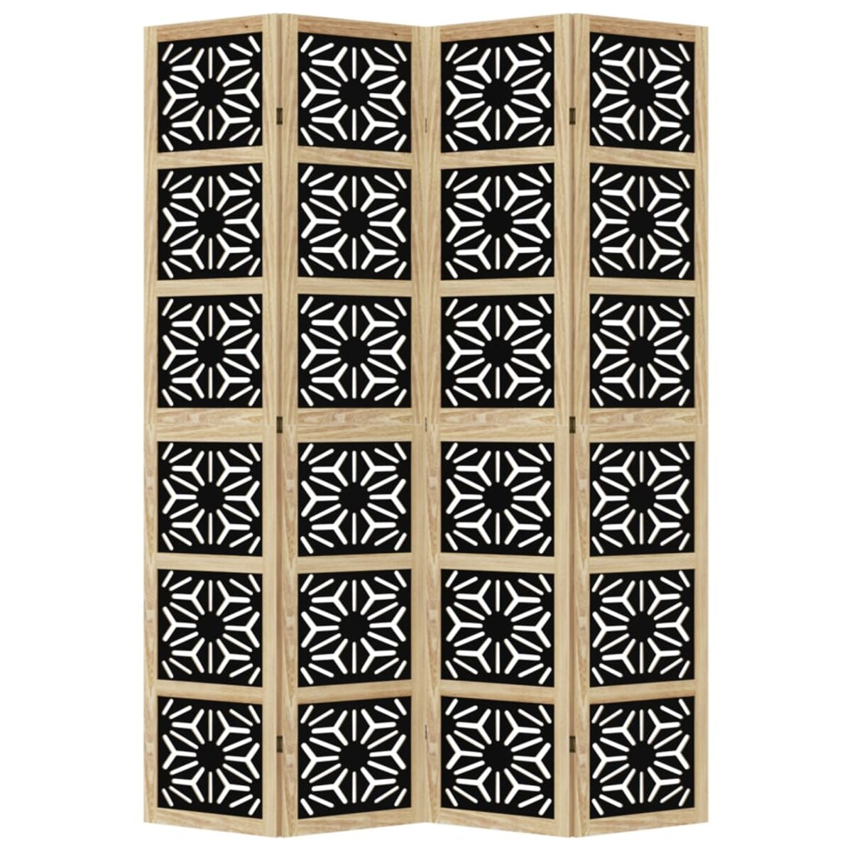 vidaXL Parawan pokojowy, 4-panelowy, brązowo-czarny, lita paulownia
