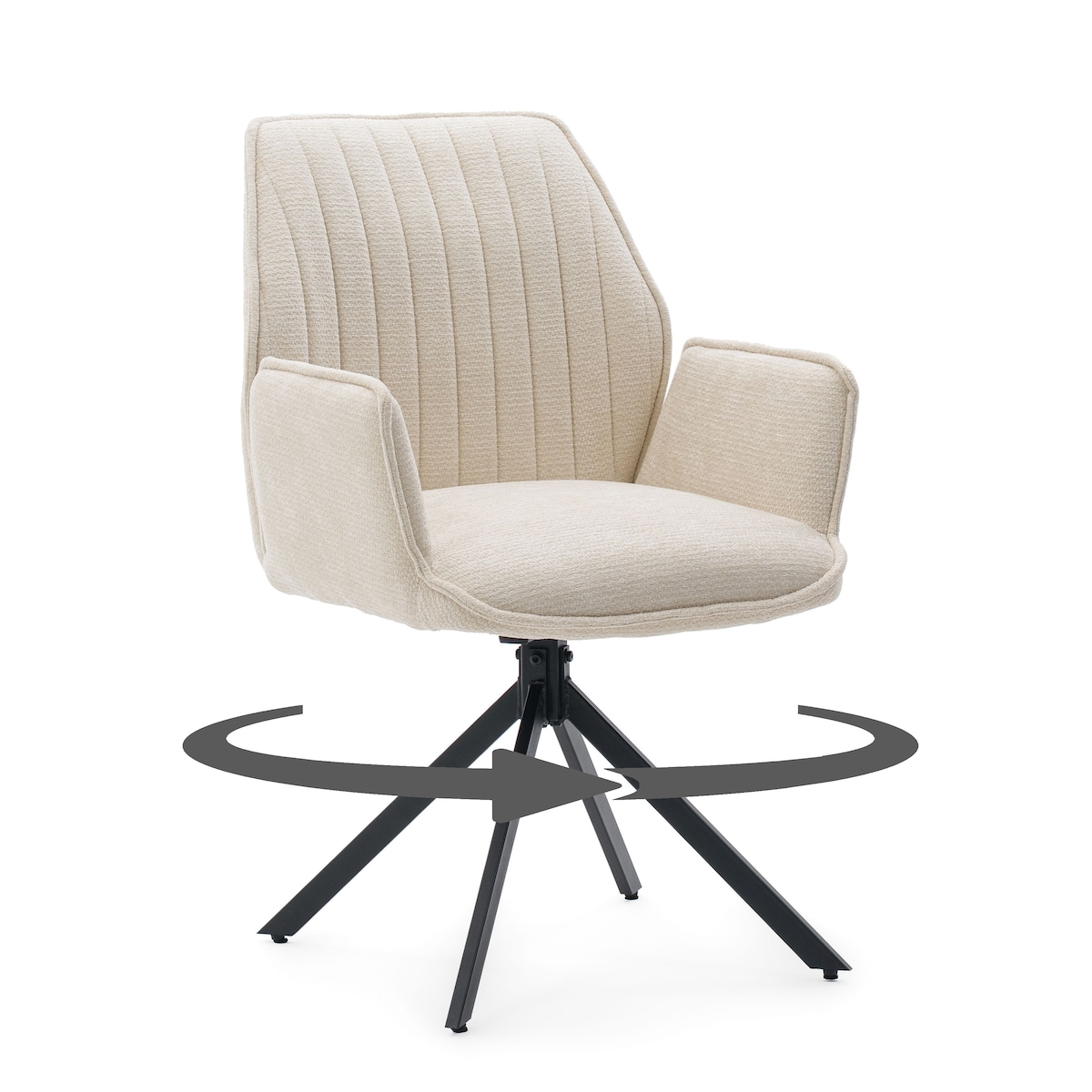 Krzesło tapicerowane obrotowe szenilowe do salonu MERANO kremowe