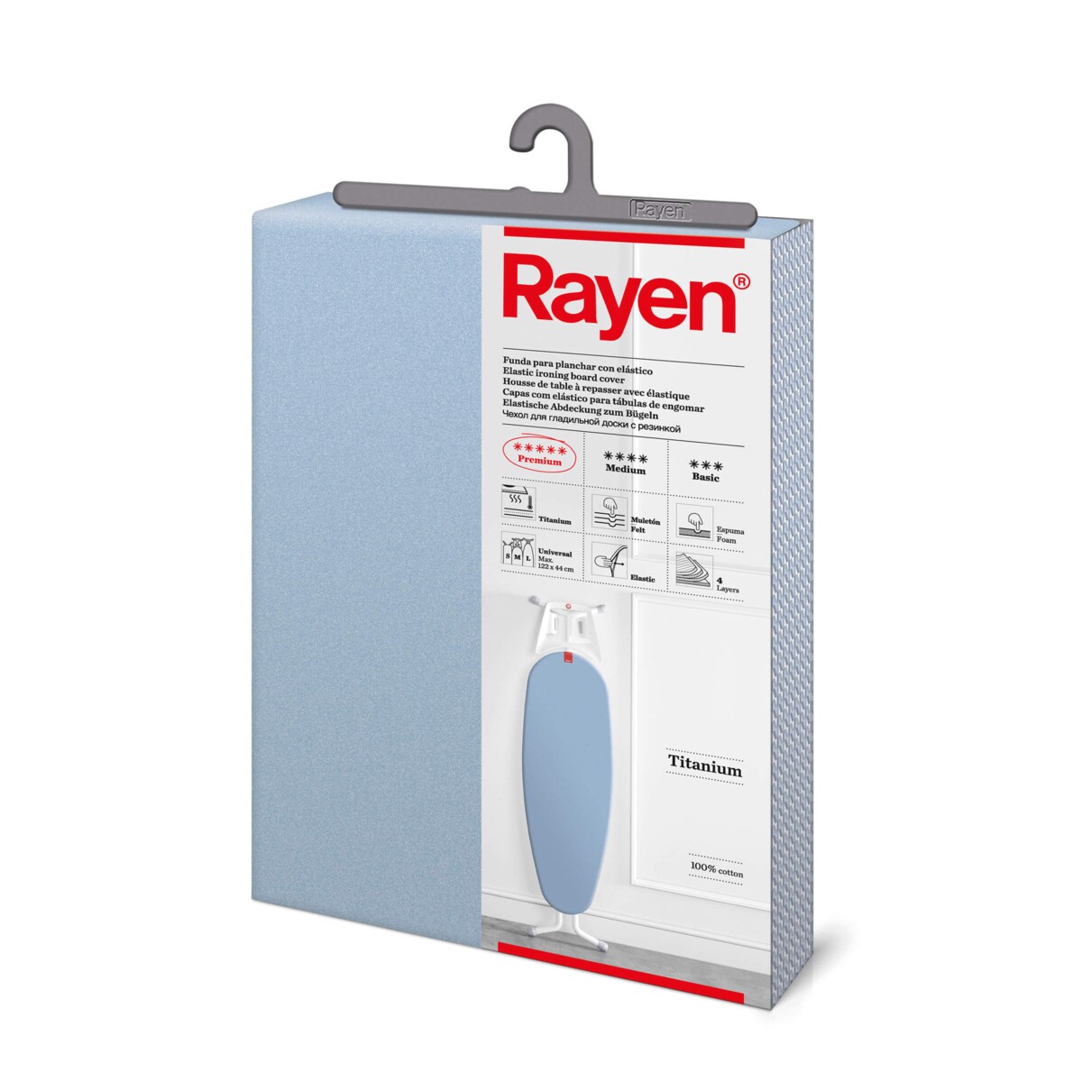 Błękitny pokrowiec na deskę do prasowania Rayen - 127 cm, Błękitny, 51 cm