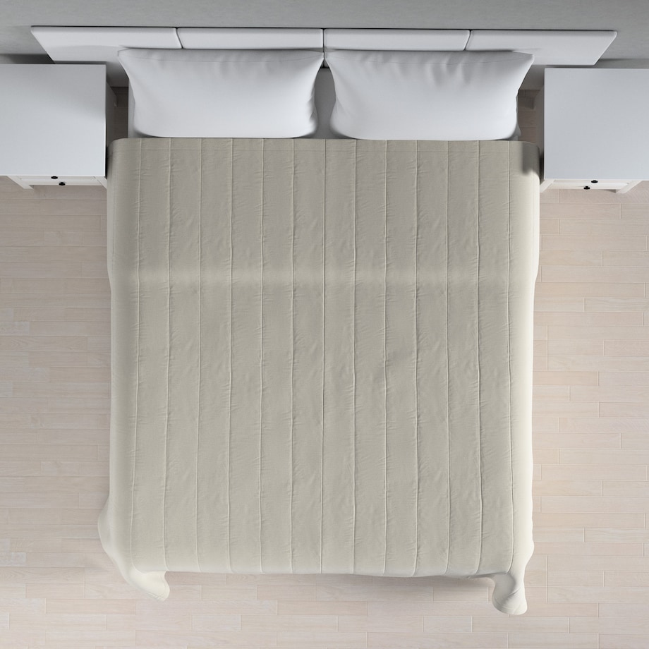 Narzuta pikowana w pasy 260x210 jasno szary welwet