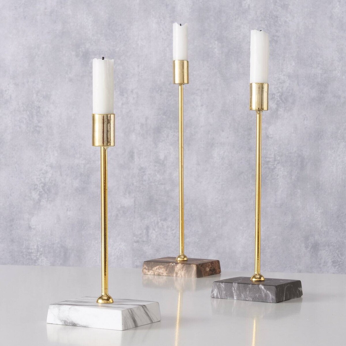 Zestaw świeczników na jedną świeczkę LAGRO, podstawa z betonu imitującego marmur