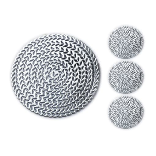 LEILA Komplet 4 podstawek pod kubek śr.10cm srebrny