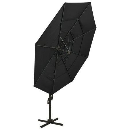 vidaXL 4-poziomowy parasol na aluminiowym słupku, czarny, 3x3 m