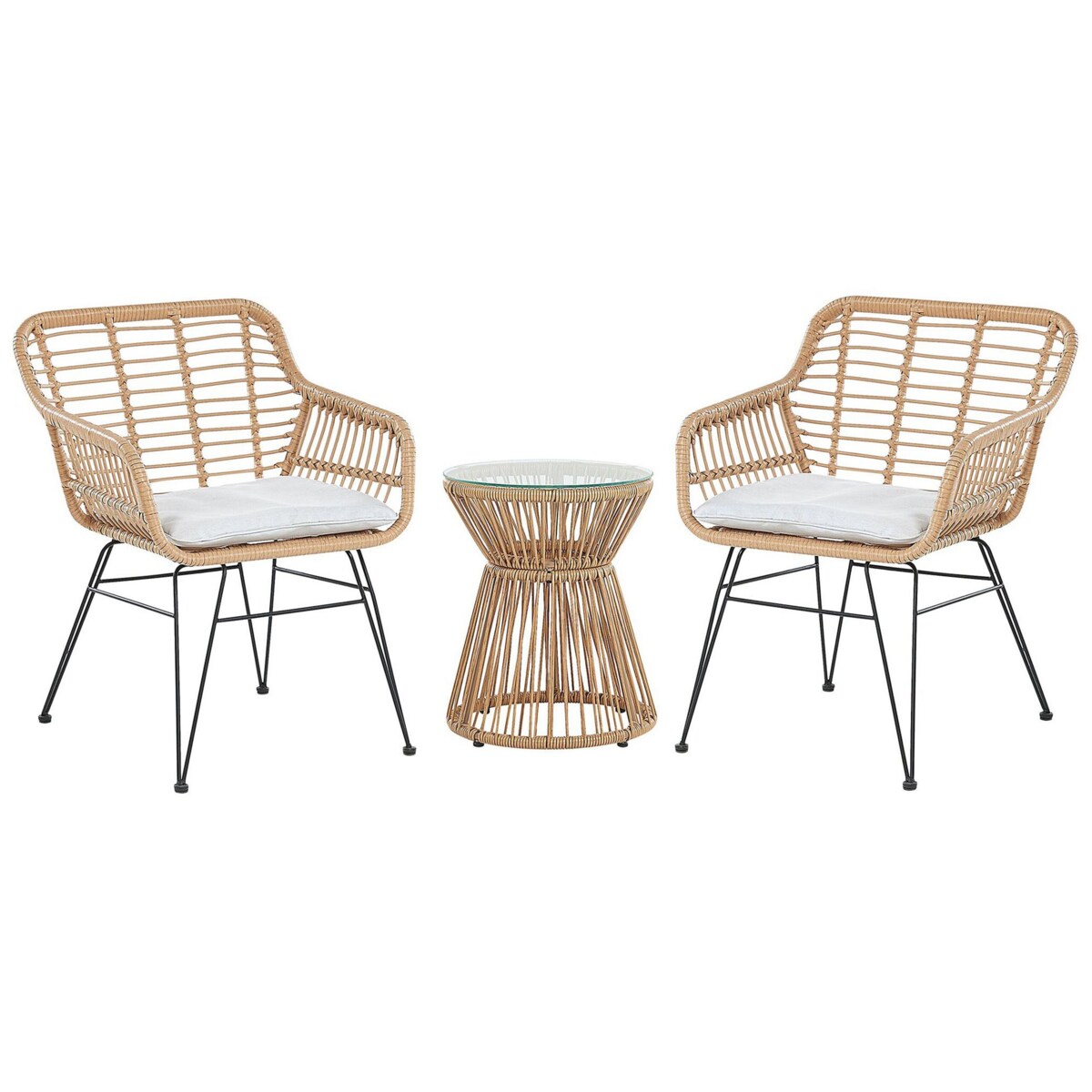 Zestaw mebli balkonowych z poduszkami TRESTINA Technorattan Jasnobrązowy