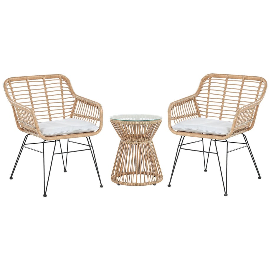 Zestaw mebli balkonowych z poduszkami TRESTINA Technorattan Jasnobrązowy