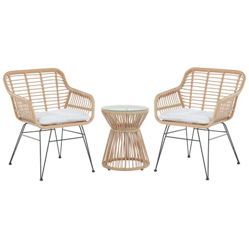 Zestaw mebli balkonowych z poduszkami TRESTINA Technorattan Jasnobrązowy