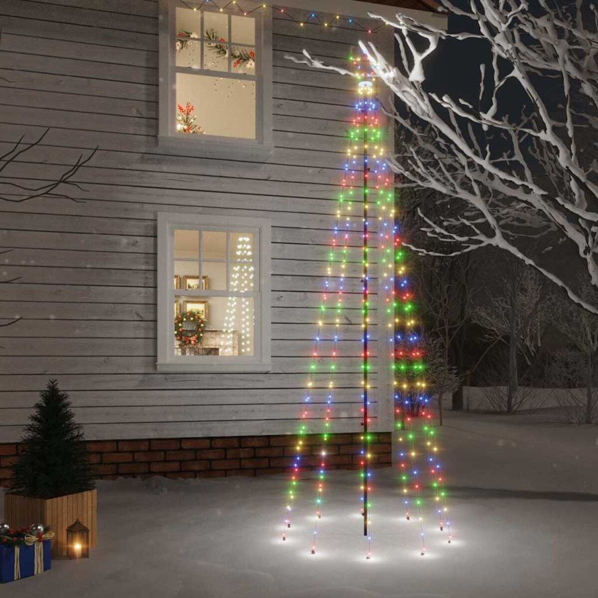 vidaXL Choinka z kołkiem gruntowym, 310 kolorowych LED, 300 cm