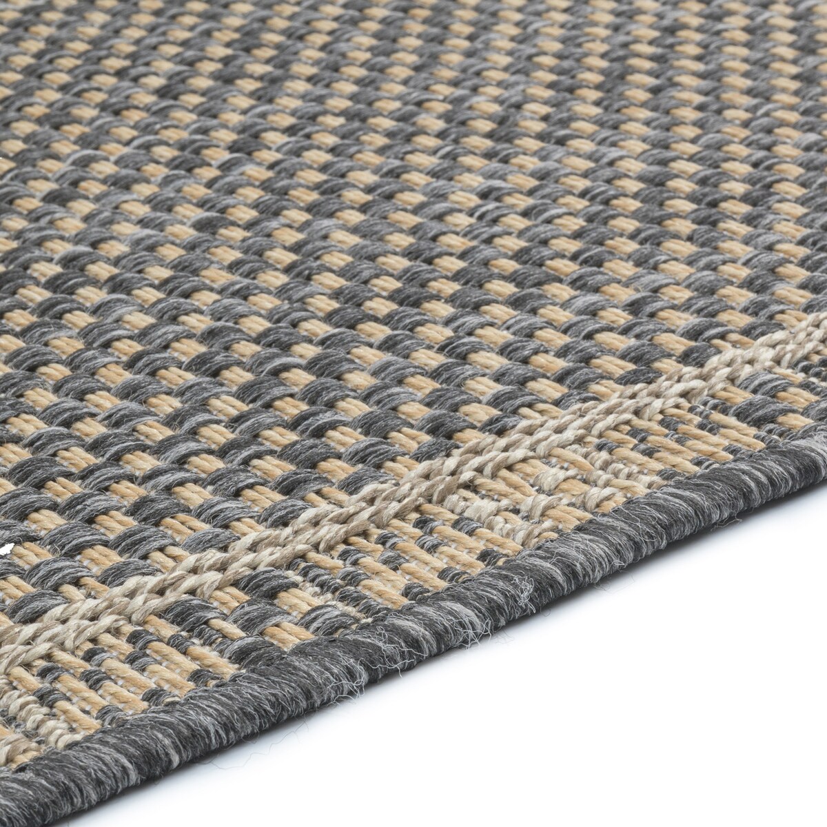 Chodnik płasko tkany Roma 68x114 cm Kratka Antracytowy