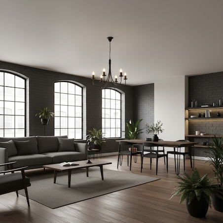 czarna lampa wisząca sufitowa 6 punktowa edylit loft do kuchni