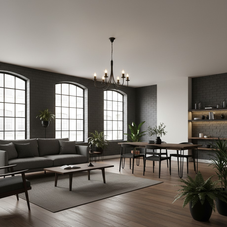 czarna lampa wisząca sufitowa 6 punktowa edylit loft do kuchni
