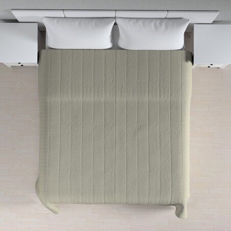 Narzuta pikowana w pasy 200x210 szaro-beżowy szenil