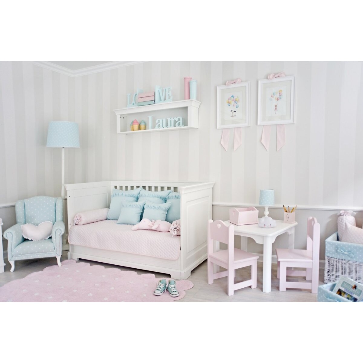 Narzuta niemowlęca pudrowa pikowana