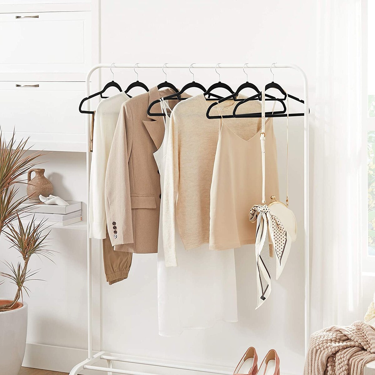 Wieszaki Welurowe 50Szt Zestaw Czarny