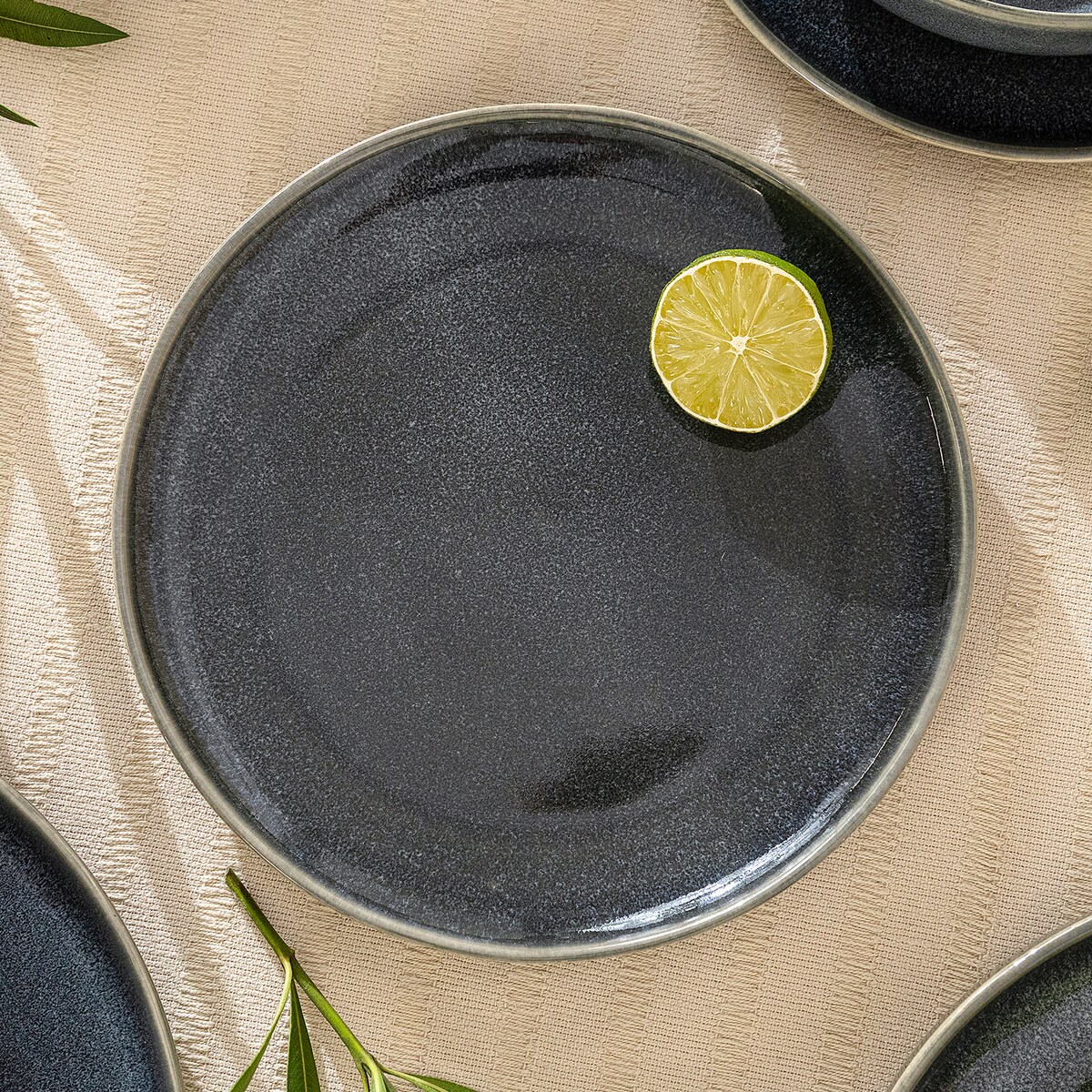 EDA Zestaw obiadowy 6 os. (32 el.), niebieski/szary/beżowy