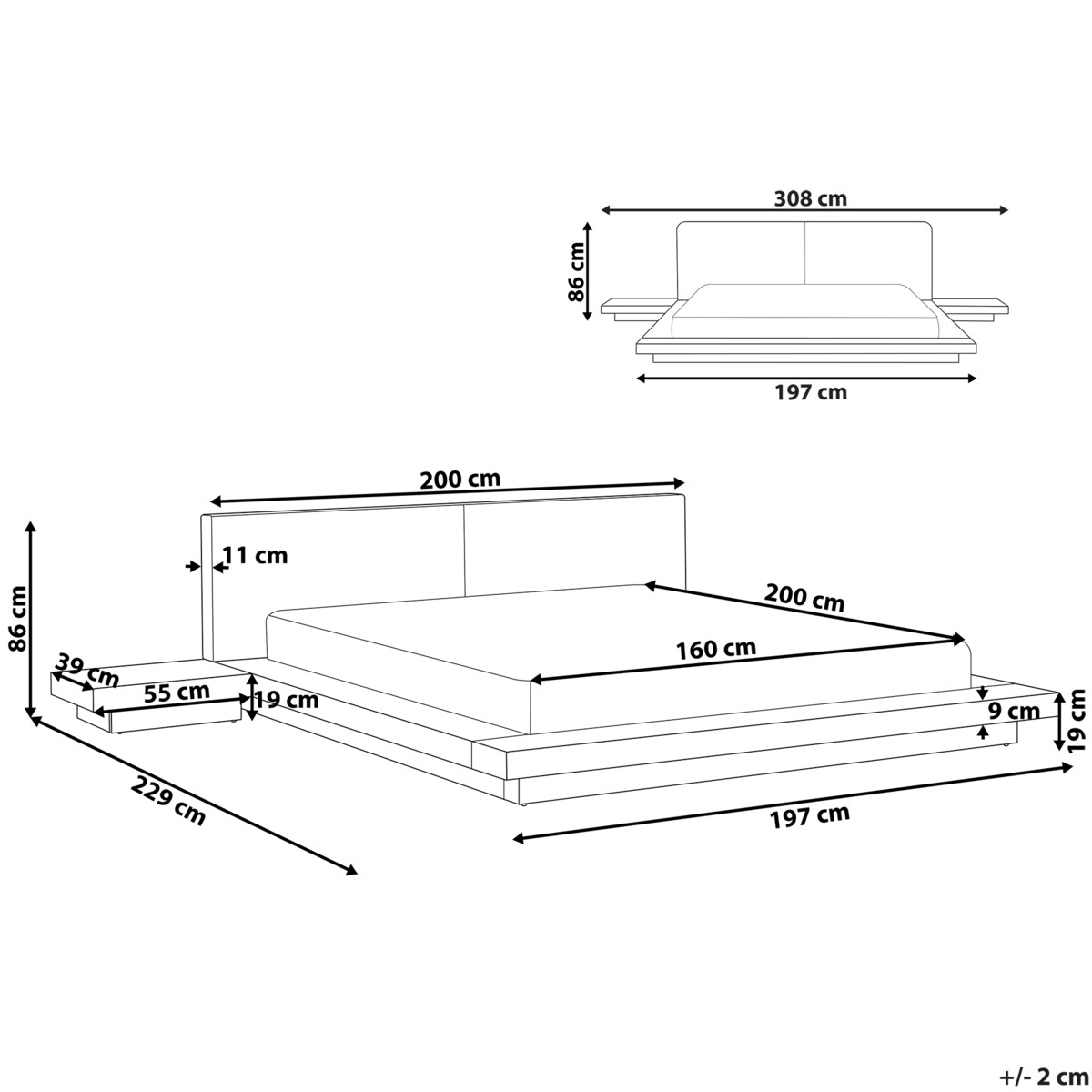 Łóżko LED Ekoskóra ZEN 160 x 200 cm Biały