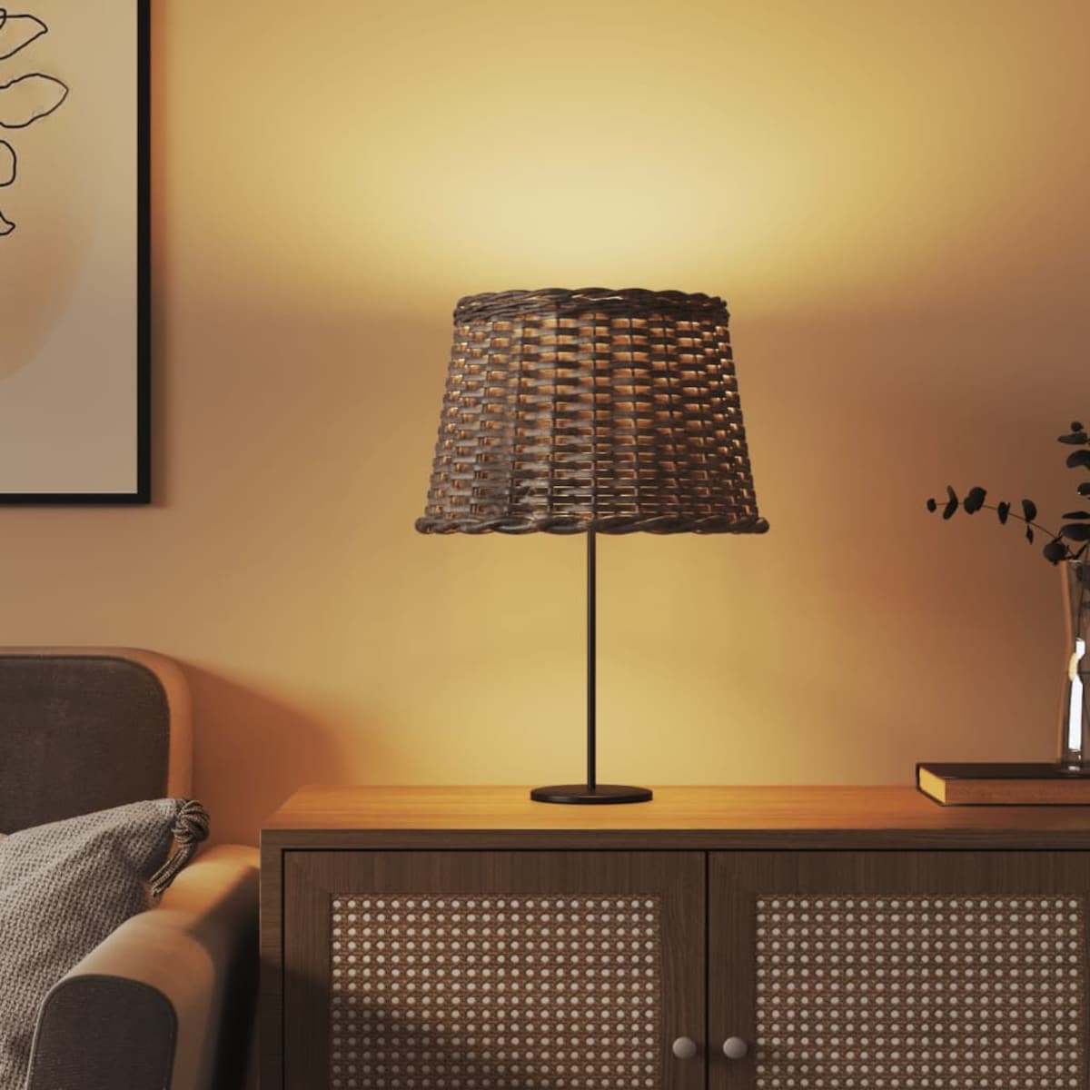 vidaXL Klosz do lampy, brązowy, Ø40x26 cm, wiklina