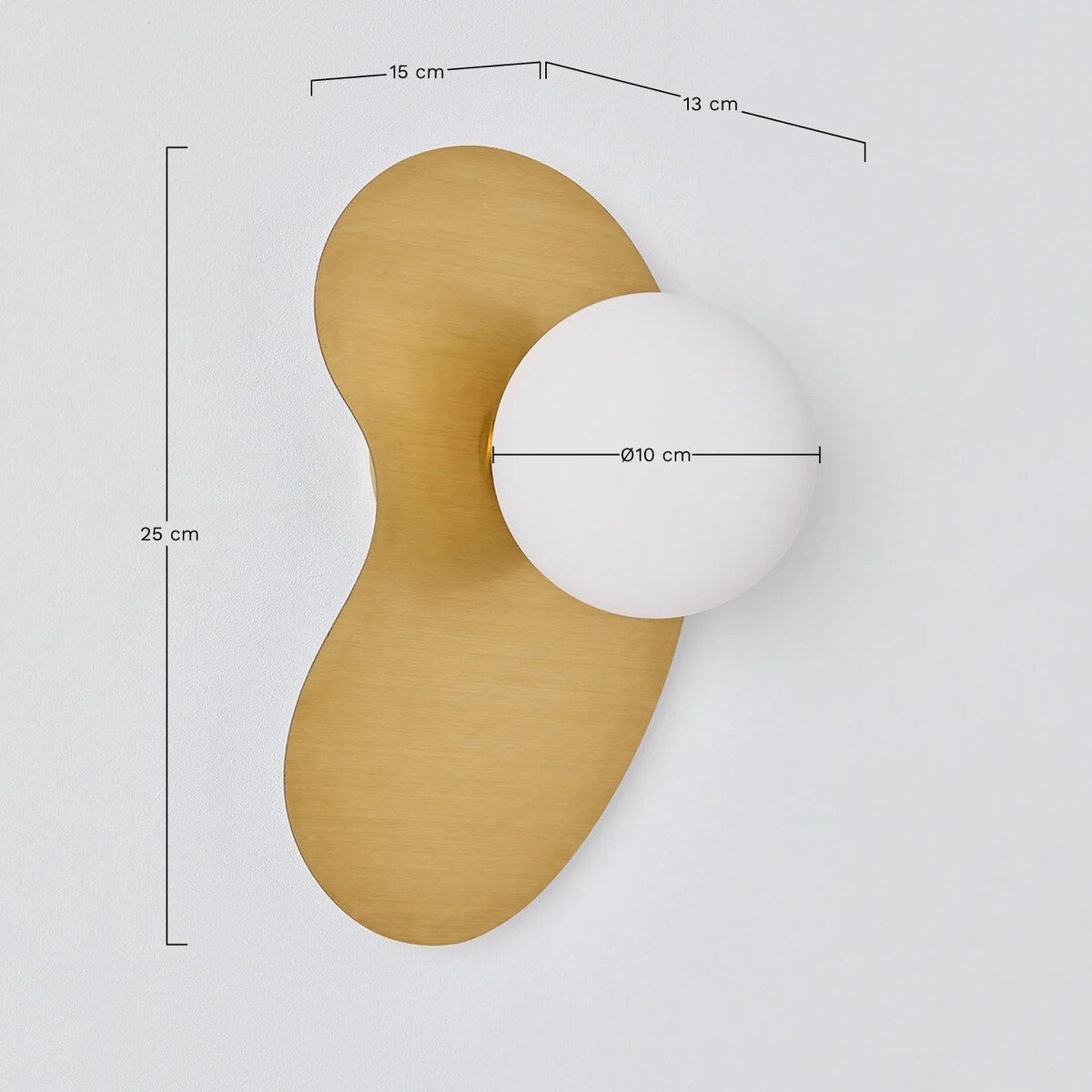 Kinkiet złoty ze stali nierdzewnej z mleczną kulą, Travis