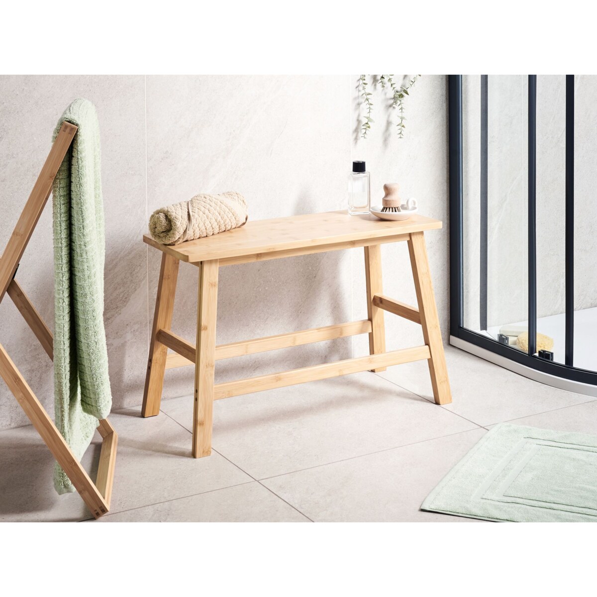 Ławka łazienkowa bambusowa jasne drewno IGUAZU