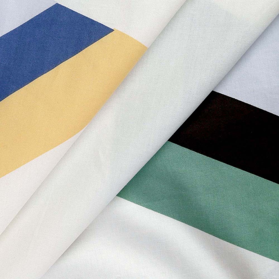 Pościel bawełniana 140x200 Rytm biała w kolorową geometrię, Cottonlove