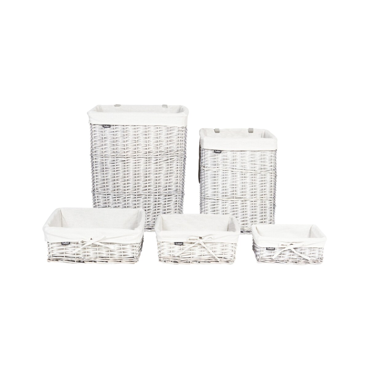 Zestaw 5 koszy wiklinowych szary ELLA