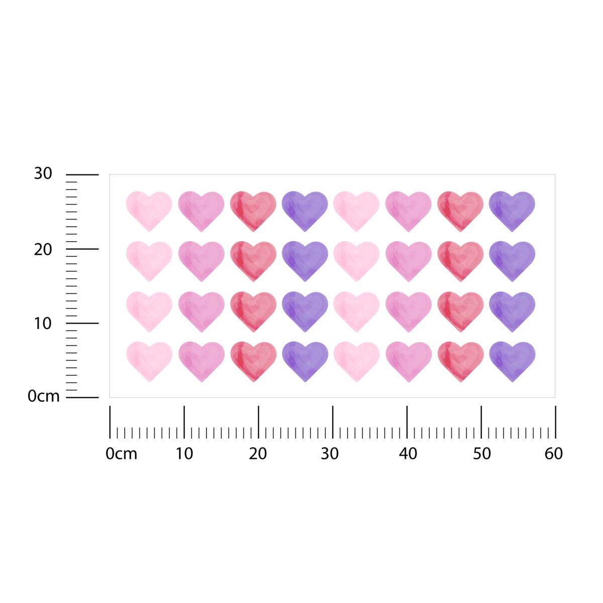 Naklejki Ścienne Dla Dzieci Akwarelowe SERCA Różowe Serduszka ZESTAW