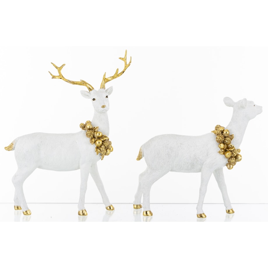 Figurka - para jeleń i łania 22x117x8 cm i 17x18x5 cm