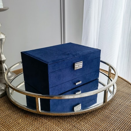 Szkatułka na biżuterię kuferek etui organizer kobalt PD119GRAN