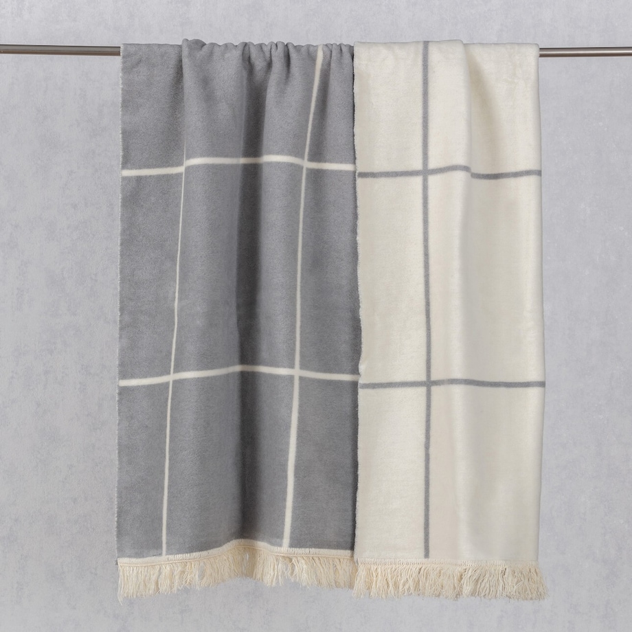 Koc Cosy Home 150x200 Grey&Ecru Check, 150 x 200 cm