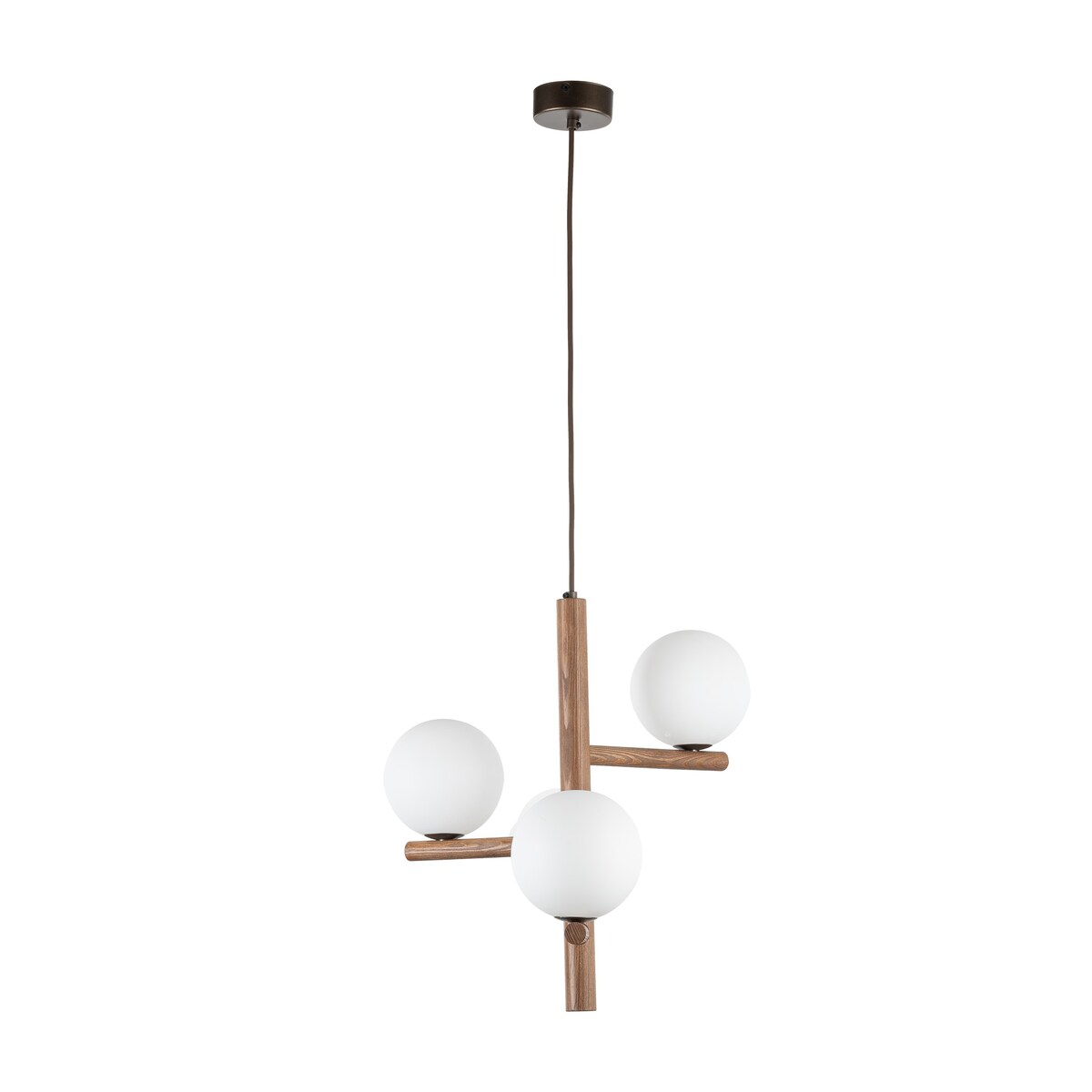 Lampa wisząca ESTERA WOOD ORZECH TK Lighting 10271, 3xG9, biała z orzechem, elegancka do salonu i jadalni