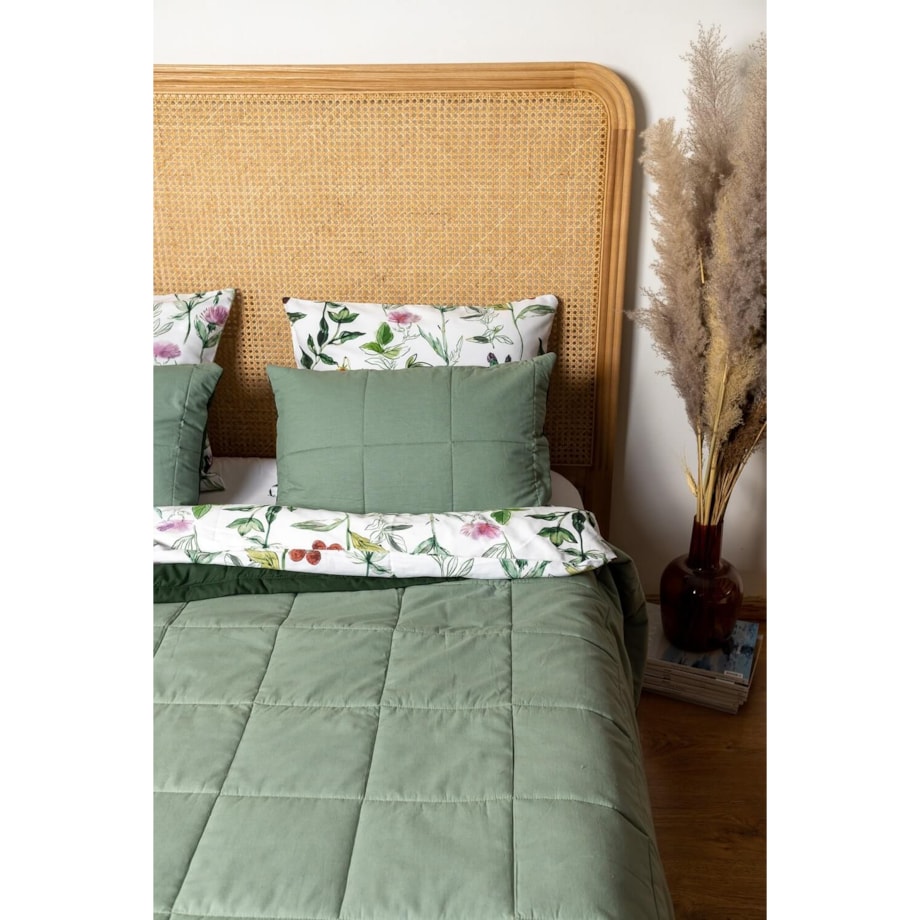Narzuta pikowana bottle green/sage green 260 x 220 cm