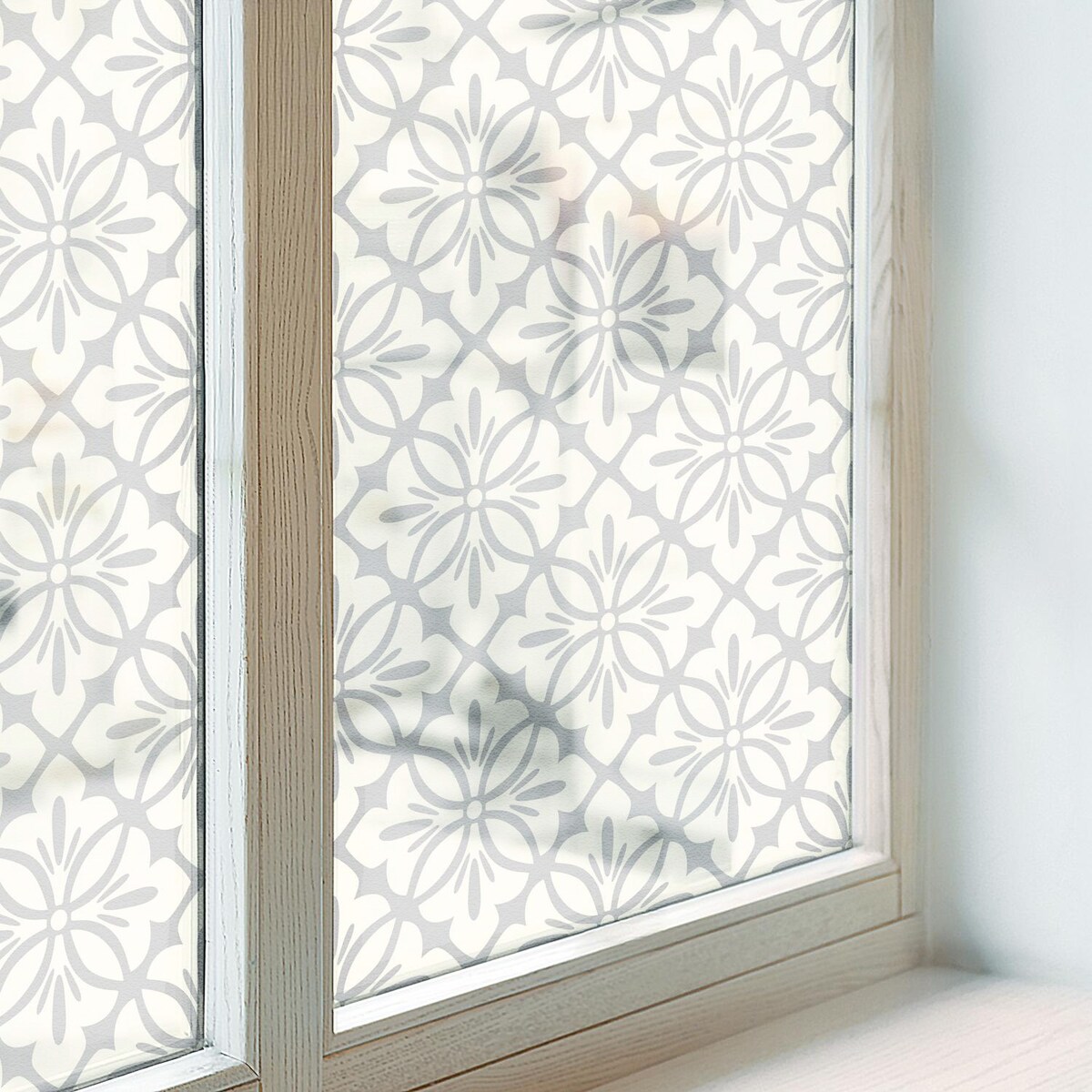 Folia na szybę chroniąca prywatność - Eleganckie kwiaty symetria - 100x100 cm