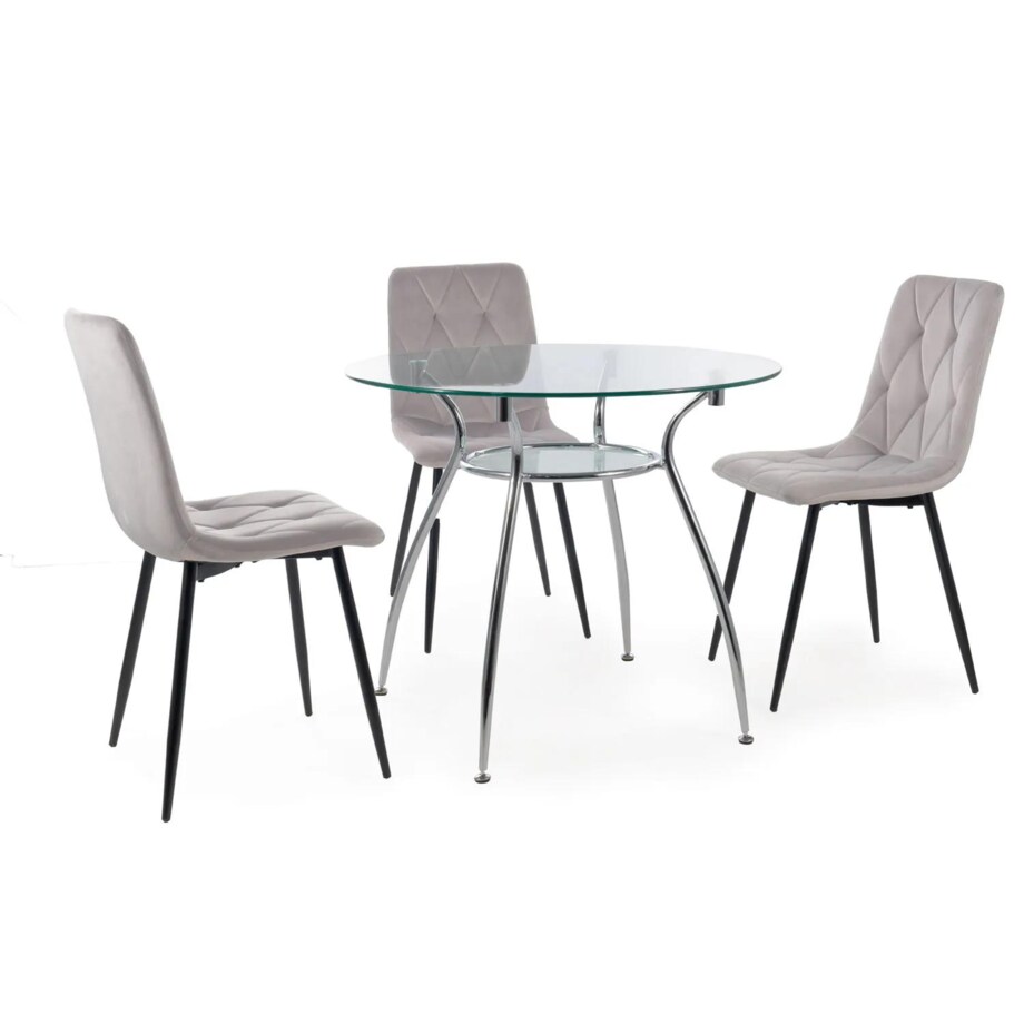 Stół FINEZJA A 90x90 transparentny/chrom