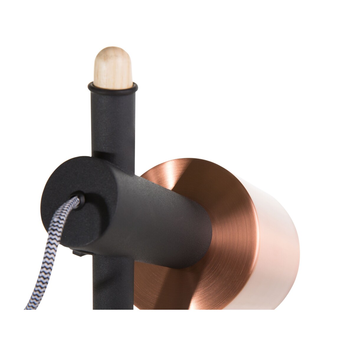 Lampa podłogowa regulowana drewniana czarna OWENS