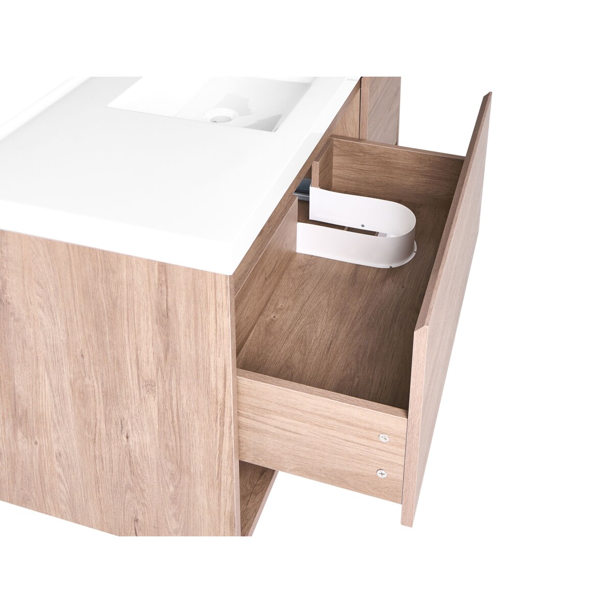 Szafka łazienkowa wisząca z umywalką UMAYO 120 cm Jasnobrązowy