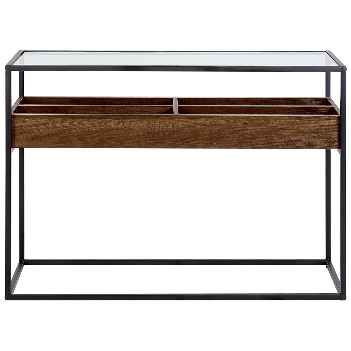 Konsola szklana ciemne drewno z czarnym WACO
