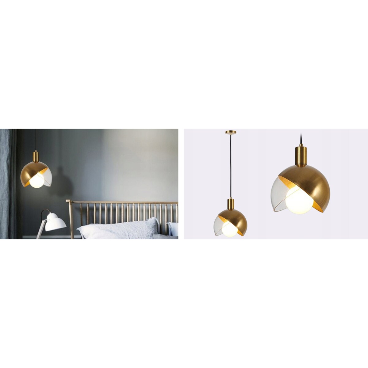 Lampa Sufitowa Wisząca Szklana Metalowa Złota Gold