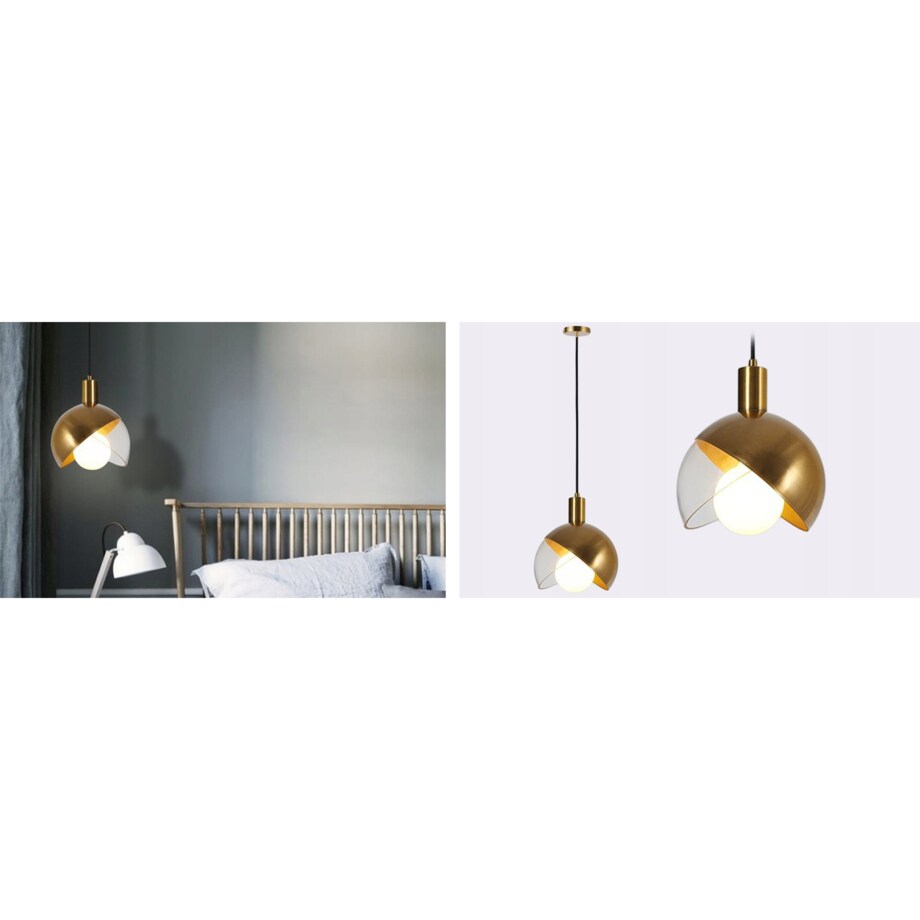 Lampa Sufitowa Wisząca Szklana Metalowa Złota Gold