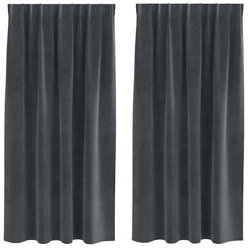 vidaXL Zasłony z zasłonami 2 pcs Jasnoszary 140 x 175 cm Aksamit